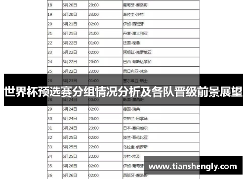 世界杯预选赛分组情况分析及各队晋级前景展望